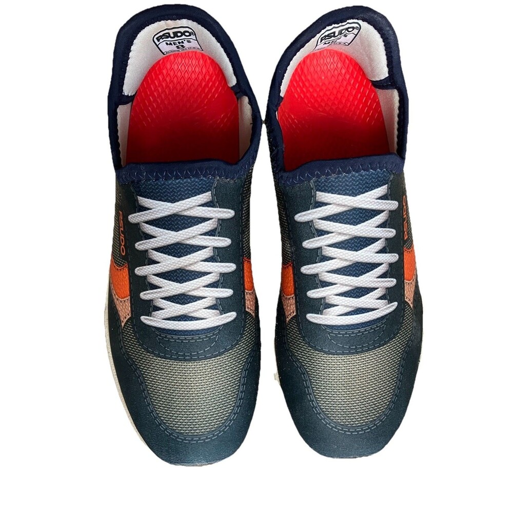 Psudo Mens Slip on Court Sneakers American Classic Blue Orange Size 8